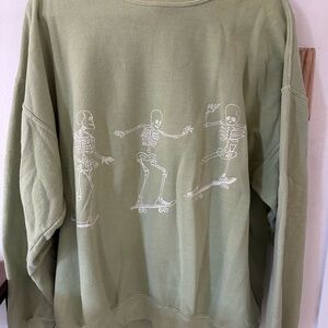 Green Skeleton Skateboard Sweater